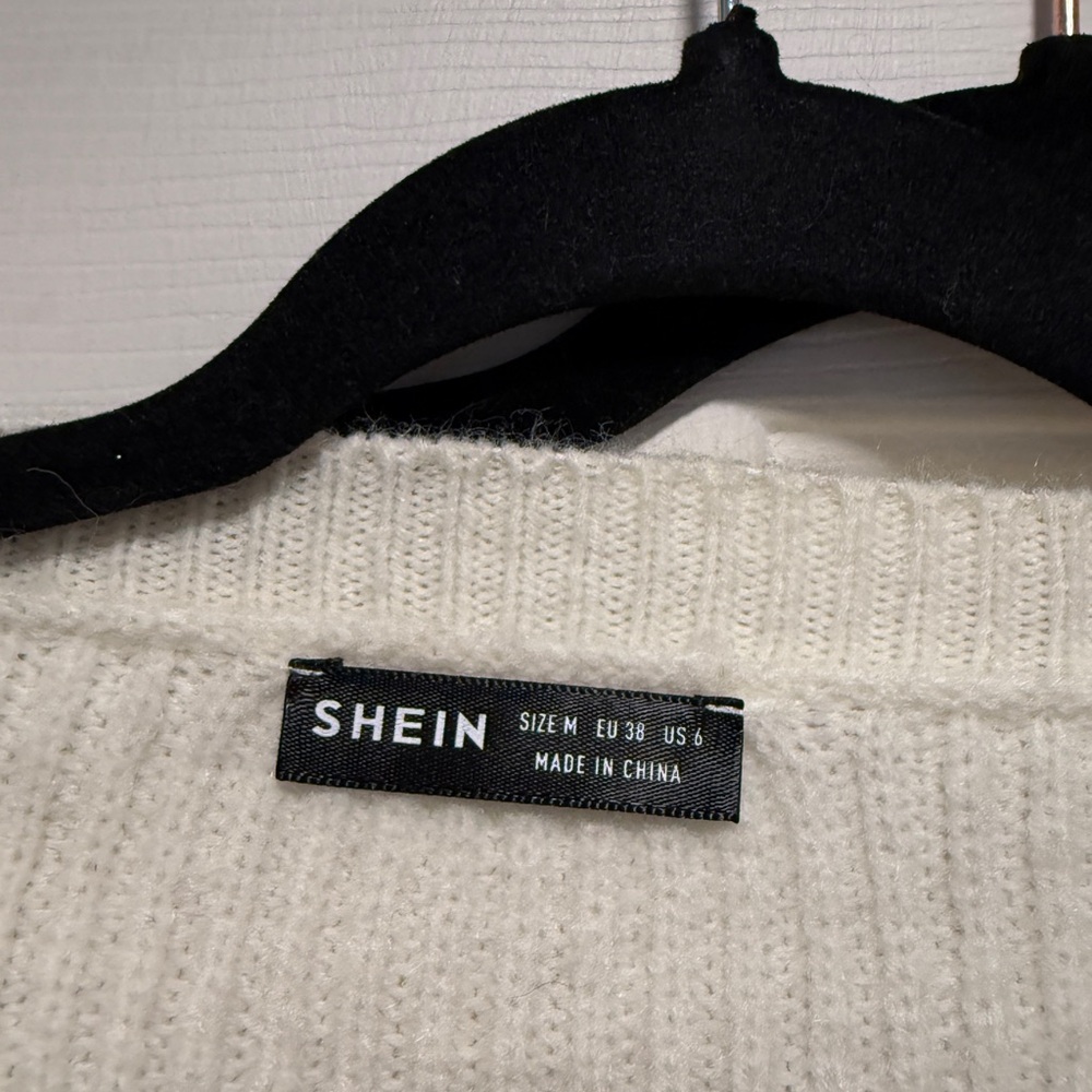 SHEIN Ivory Ribbed Crew Neck Sweater - Picture 2 of 3